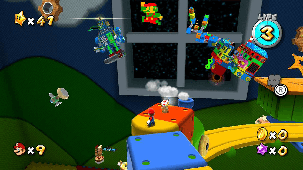 Mario exploring a toy world