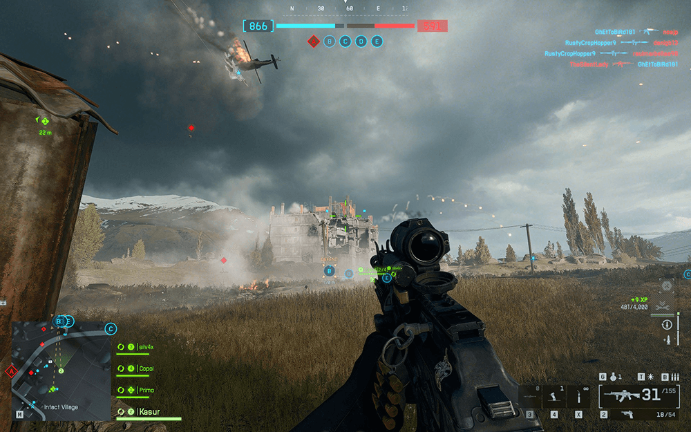 A Screenshot of Battlefield 6 showing a plane crashing