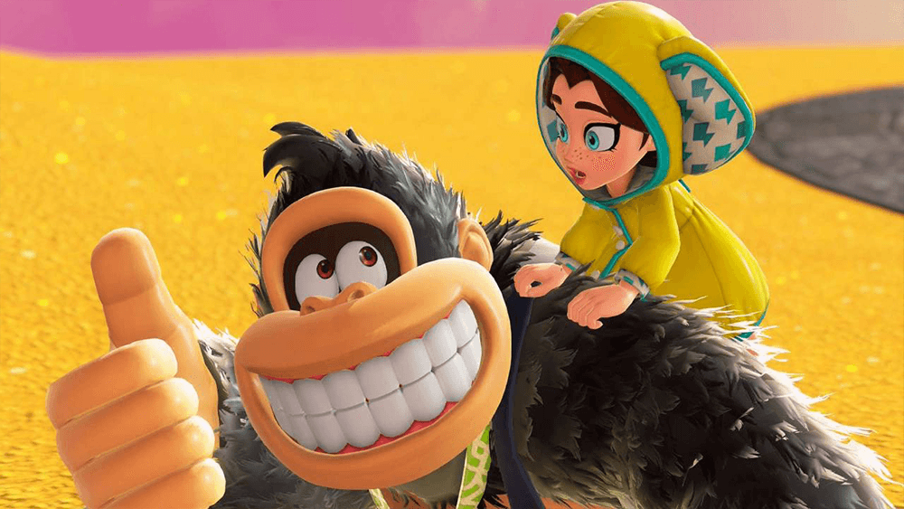 A screenshot from Donkey Kong bananza showing donkey kong with pauline