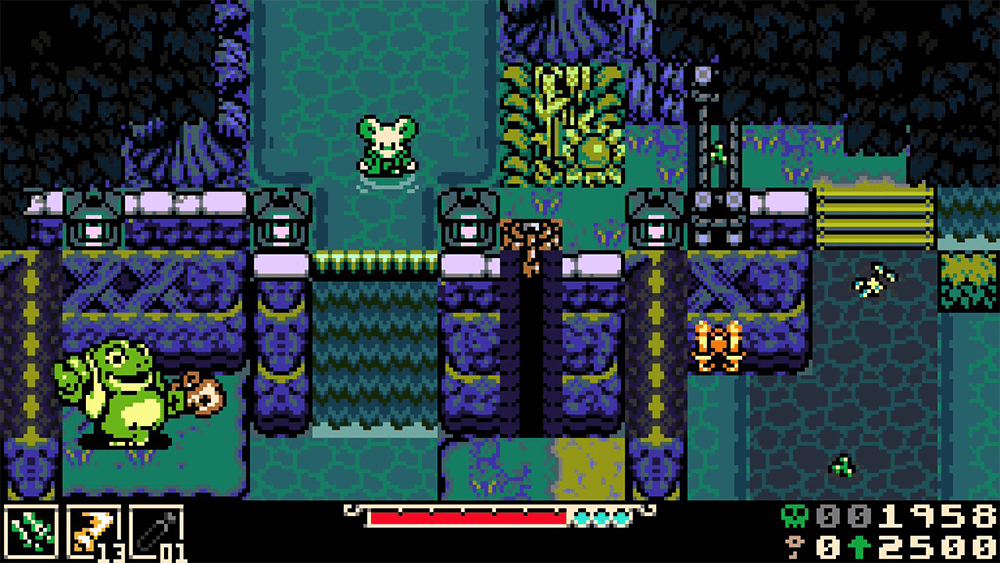 a screenshot from the game mina the hollower showing a swam area with a frog