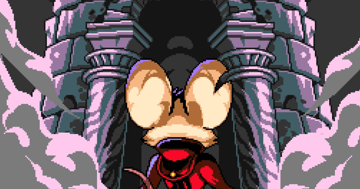 a screenshot showing mina the hollower infront of a dungeon