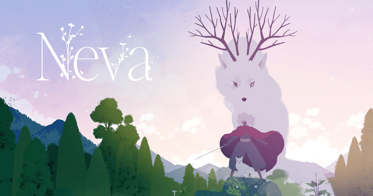 a keyart from neva showing the main character and her companion wolf neva